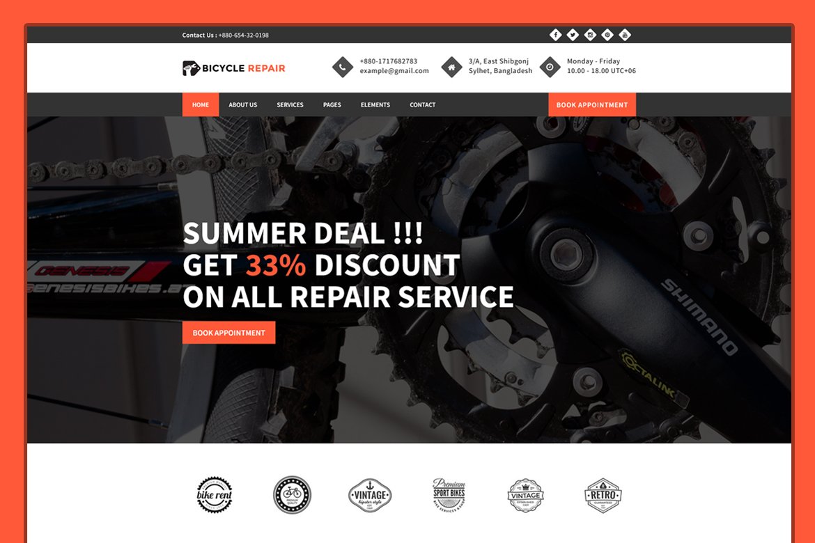 Bicycle Fix – Maintenance and Tune-Ups Shop HTML5 Template