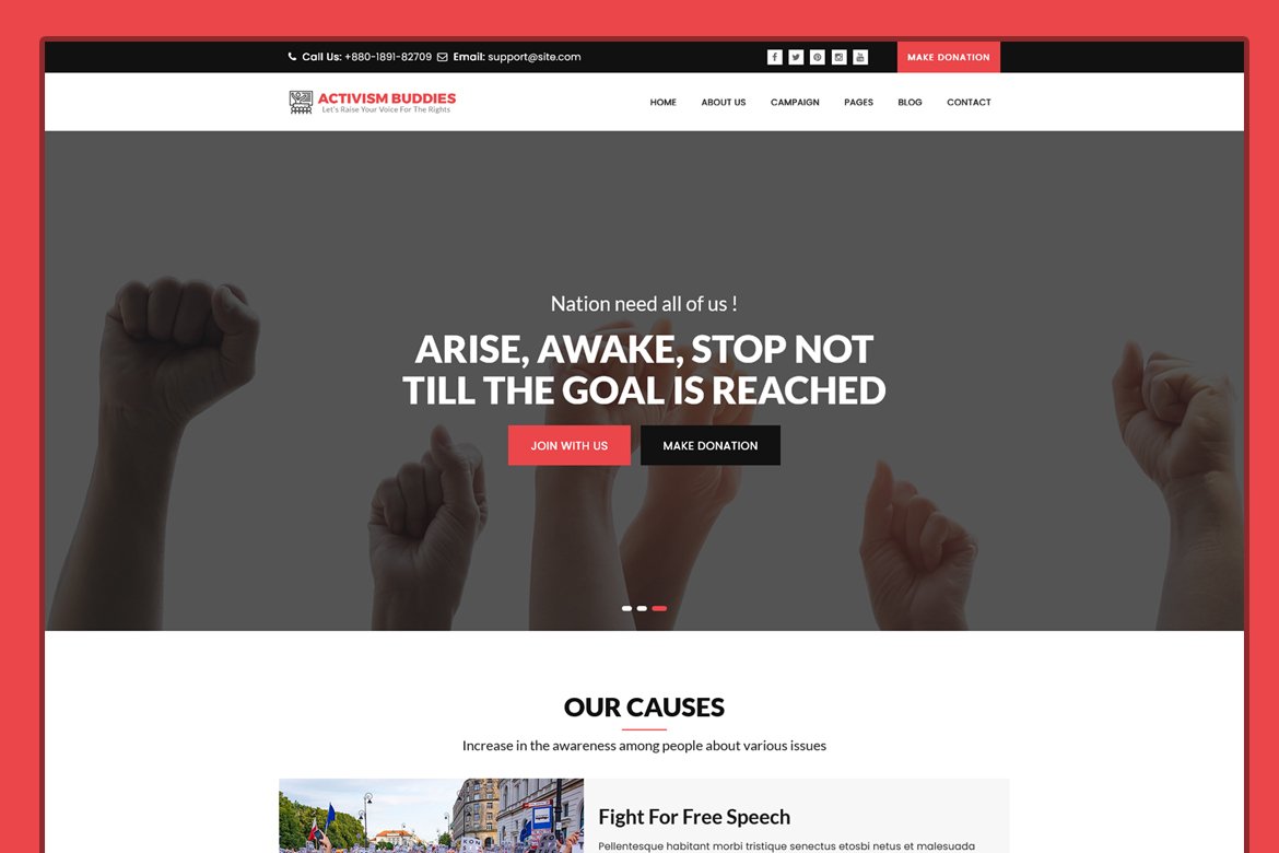 Activism Buddies - Social Campaign & Non Profit HTML5 Template