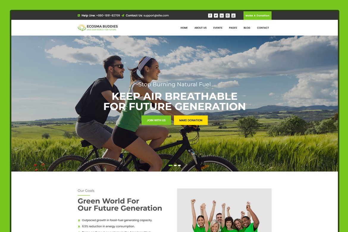 Ecosma Buddies - Environmental Campaign & Activism HTML5 Template
