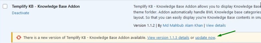 Update templify kb addon - bwl kb manager WordPress plugin