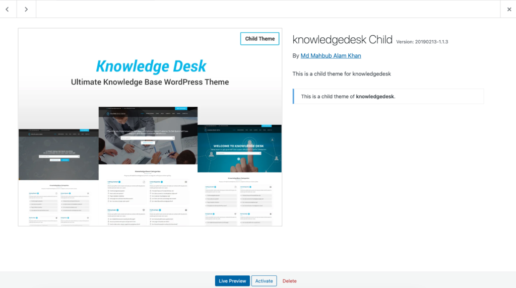 knowledgedesk wordpress child theme